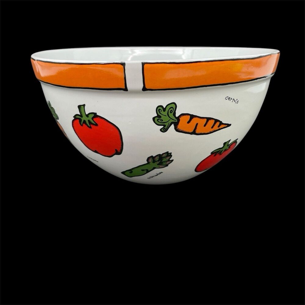 Starbucks Ursula Dodge Stoneware Bowl Vegetable Pattern Medium Serving 8.5" Dia